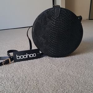 Black circle snakeskin purse boohoo